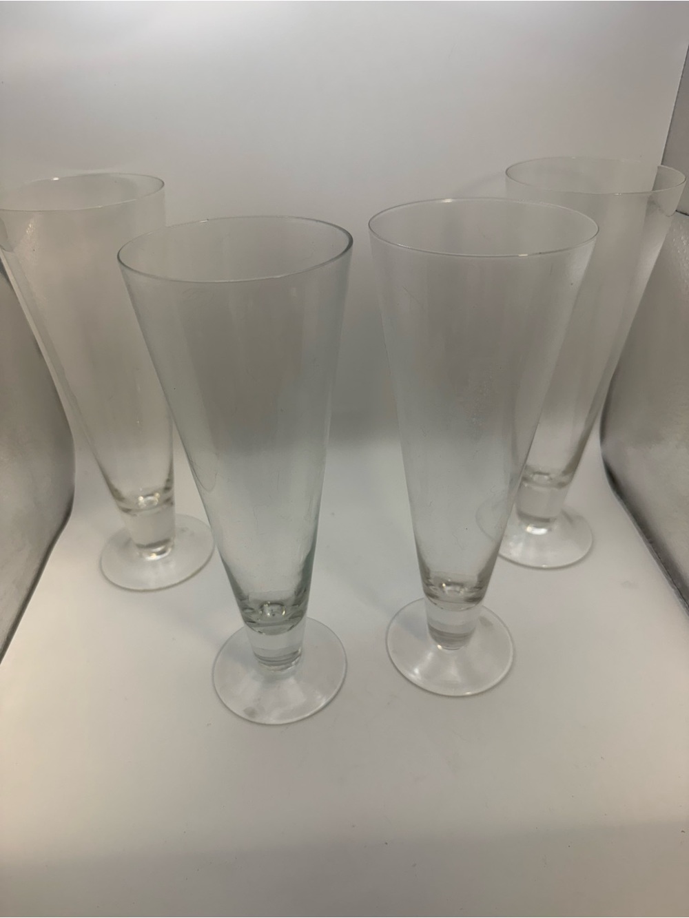 Vintage Crate And Barrel 9” Pilsner Tapered Beer Glasses 16 Oz Set of 4 Man Cave
